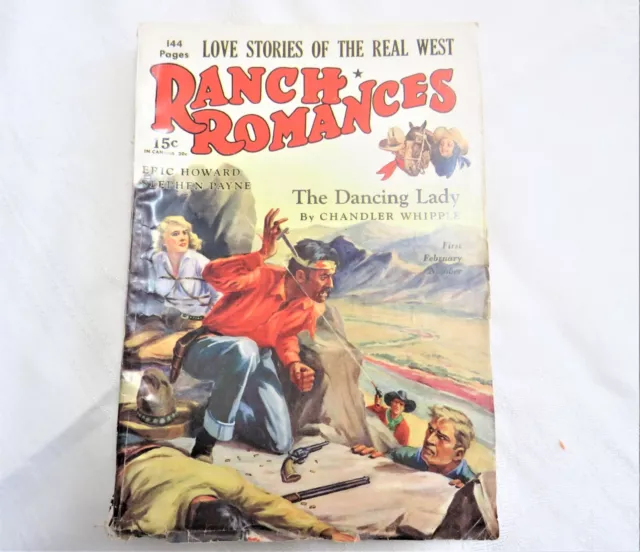 Vintage Ranch Romances Magazine Pulp Western First February 1941 Vol 98 No 1