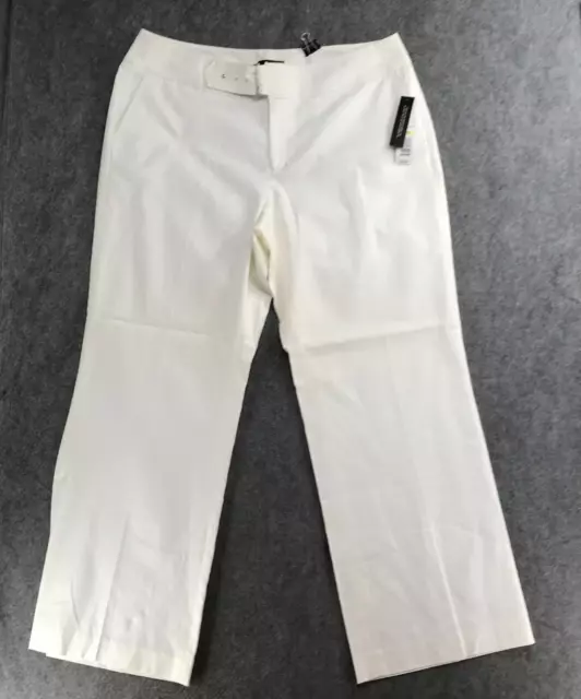 Rafaella Plus Pants Womens Sz 18W White Modern Fit Wide Leg Stretch Double Weave