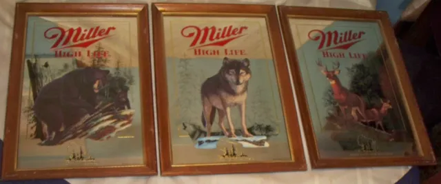 CHICAGO Local pickup ONLY_ Miller Beer Wildlife series Mirror lot Bear Wolf Deer