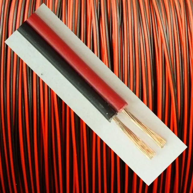 Zwillingslitze Kabel 2x1,0mm² schwarz/rot 2x 1,0 mm² Länge wählbar 1-100m