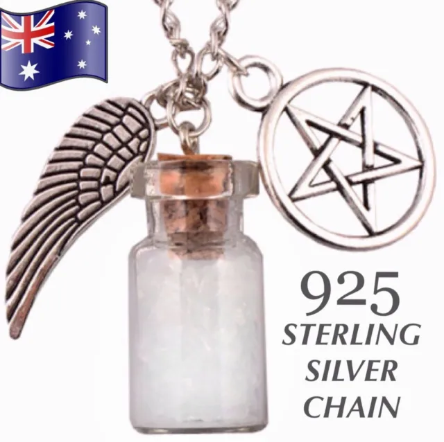 Angel Wing Pentagram Witch Salt Bottle Pendant Supernatural Protection Necklace