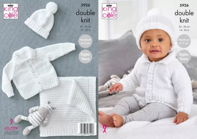 Cappello e coperta cardigan motivo a maglia baby raglan manica King Cole DK 5926