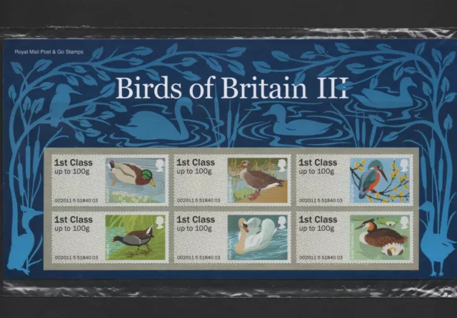 Gb 2011 Post And Go Birds Of Britain (3) Stamp Set Mint