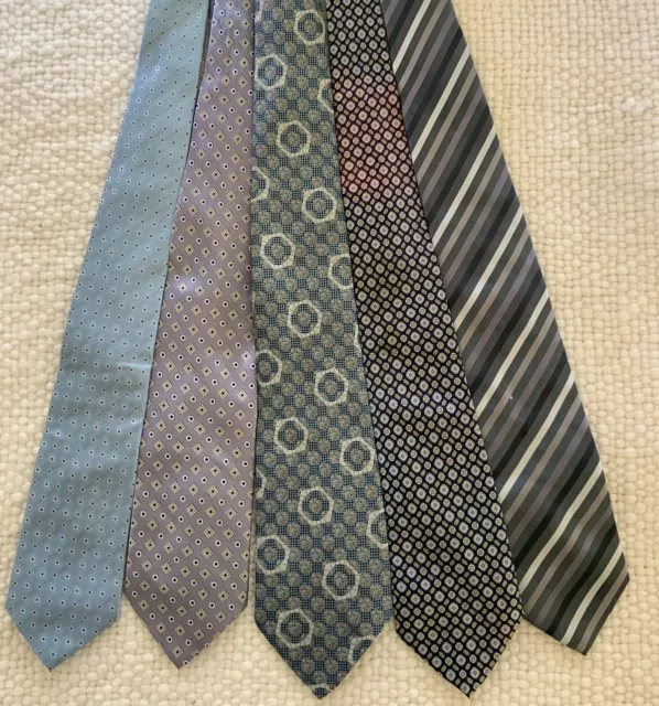 Bulk Lot x 5 Assorted Vintage Craft Quilting Blue Tones Mens Neck Ties