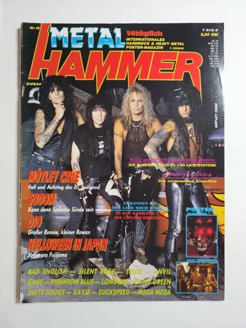 Metal Hammer Magazine, 1989, Motley Crue, Scorpions, Ozzy Osbourne, Sodom, In...