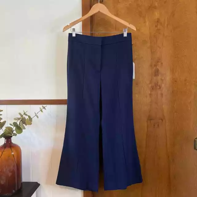 LEITH NORDSTROM | High Rise Wide Leg Flare Trouser Pants Navy Blue NWT Size M