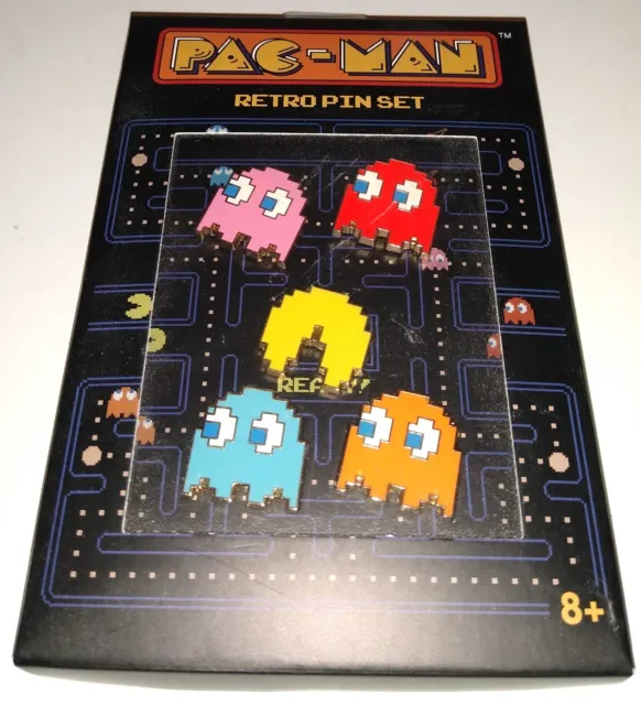 PAC-MAN Retro Pin Set Arcade Game Vintage Collectible RARE Nintendo Bandai Namco