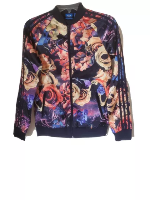 adidas Originals Full-Zip All-Over Floral Print Trefoil Track Jacket Youth L