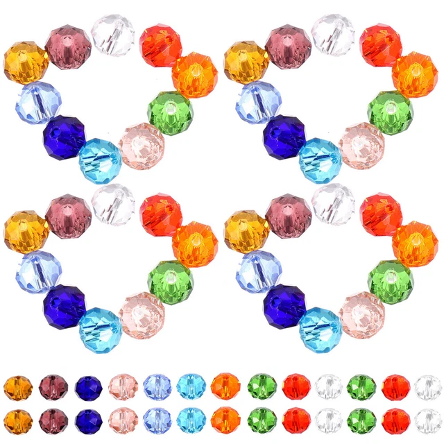 210 Pcs Loose Beads for Crafts Glass Jewelry Making Crystal