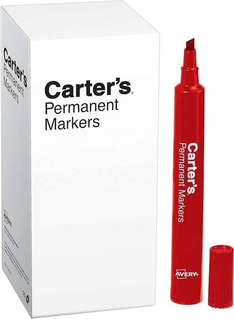 Carter's RED (12 Pack) Lot of 6 PERMANENT MARKER NON TOXIC WOOD METAL PLASTIC