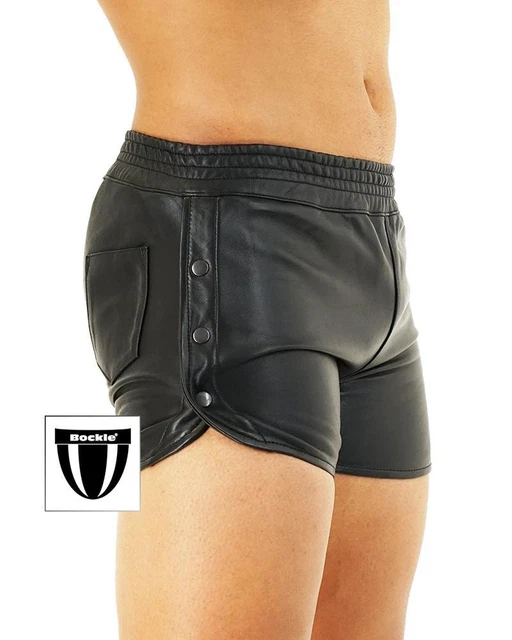Bockle® Twenty Buttons Sexy Herren Leder Shorts kurze Lamm Lederhose Pants