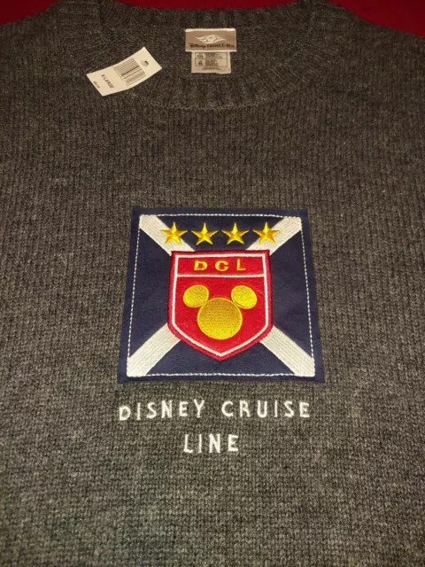 New Disney Cruise Line XL Gray Heavyweight Wool Blend Sweater Mickey Mouse Logo 3
