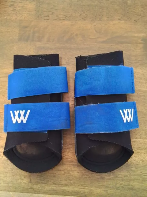 Black With Blue Straps Woof Wear Brushing Boots Size Medium M CAL 1994