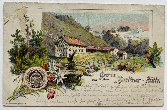 AK Zillertal Tirol Berliner Hütte 1896 Litho