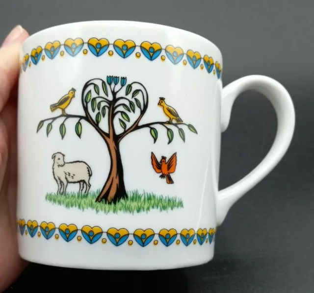 Gevalia Kaffe Swedish Spring 12 oz. Coffee Tea Mug Cup Tree Birds Sheep      L4
