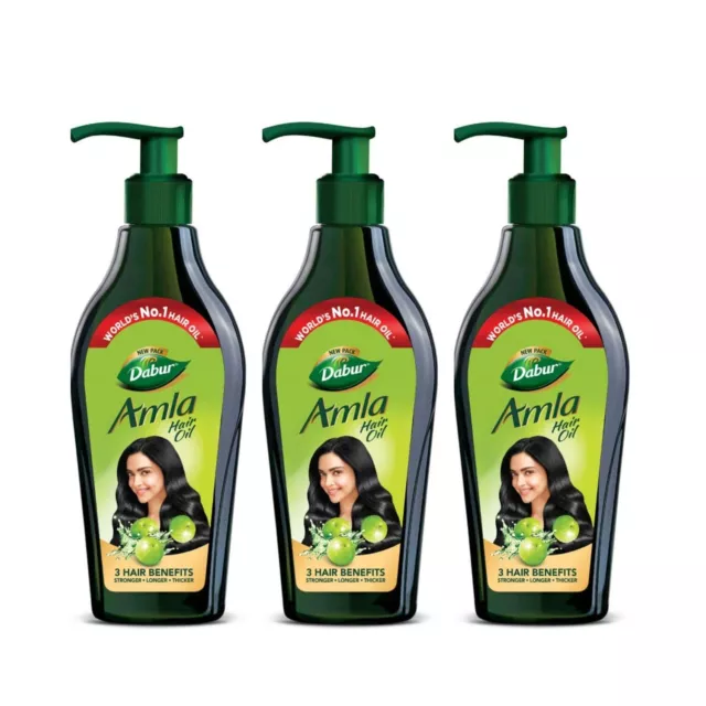 Dabur Amla Hair Oil, 550 ml Pack of 3 Stronger, Longer and Thicker Hair
