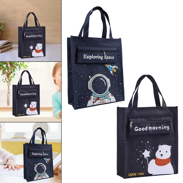 Kids Tote Bag Oxford Cloth Side Mesh Pocket Waterproof Heavy Duty Handbag for