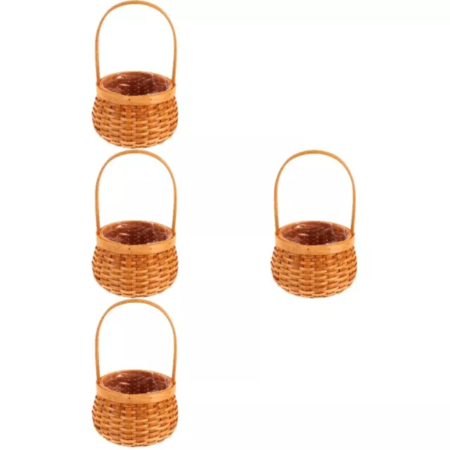 Set of 4 Leerer Geschenkkorb Mini-Blumenkorb Aus Holz Handgefertigter Hölzern