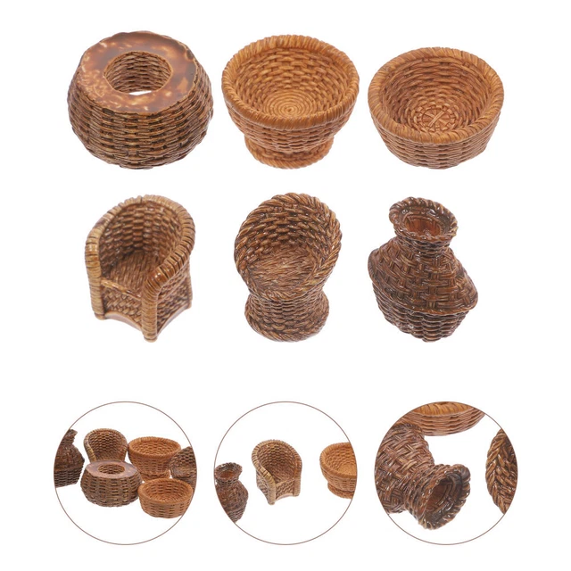 12Pcs Decorative Landscape Resin Miniature Tiny Basket for Photography Decorate