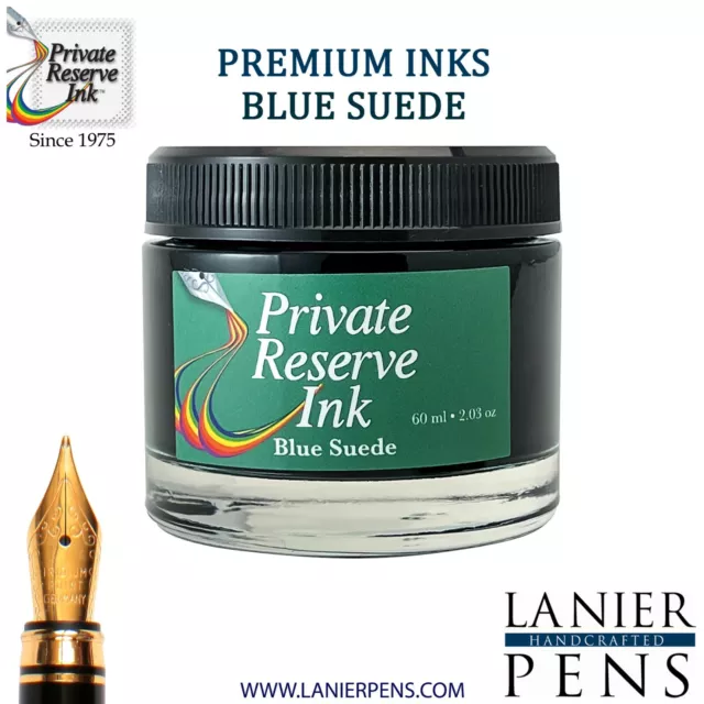 Private Reserve Ink, 60ml Fountain Pen Ink Bottle - Blue Suede (PR17003)