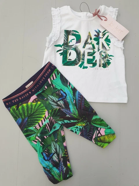 Set Top E Leggings Ted Baker Ragazze Tropical/Outfit Età 12/18 Mtm Nuovo Con Etichette