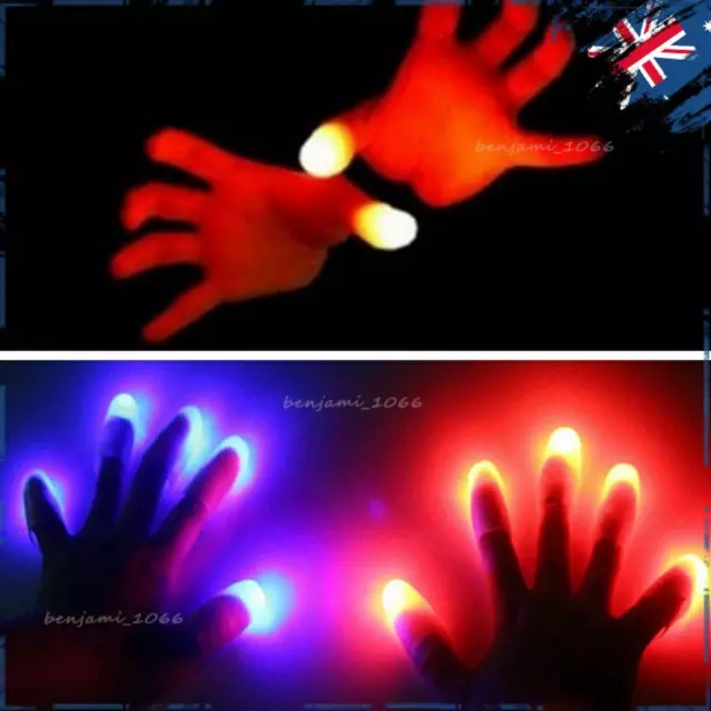 2-10pcs Magic Light Up Finger Fingers LED Tricks Thumb Props Lights Novelty Toys