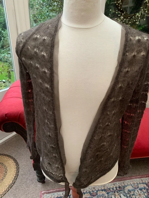 JIGSAW CARDIGAN LARGE Green Longline Long Edge Open Wool Blend Pockets 37.50 PicClick UK