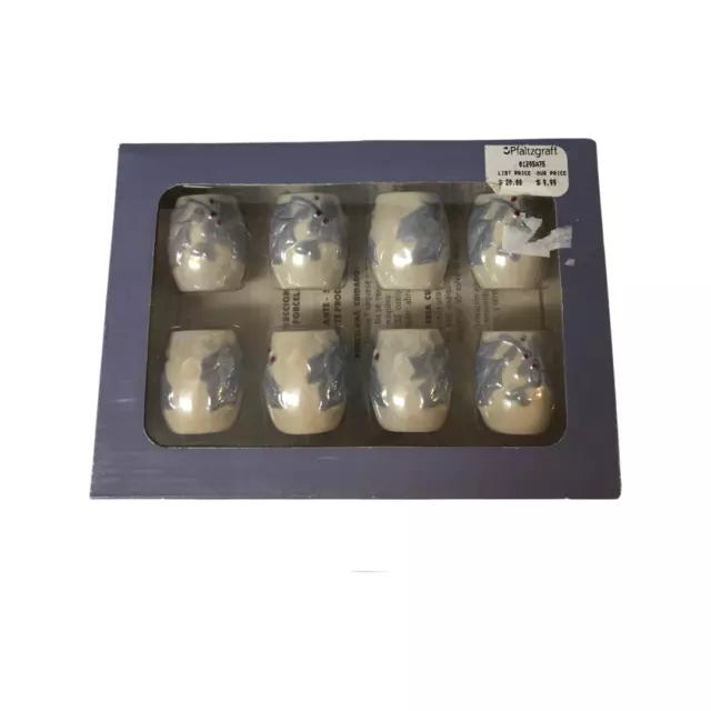 Pfaltzgraff Winter Frost 4 Mini Sets Individual Salt and Pepper Shakers Blue