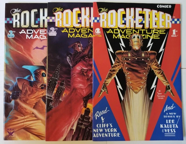 Rocketeer Adventure Magazine #1, 2, 3 VF/NM (1988, Comico lot) Dave Stevens
