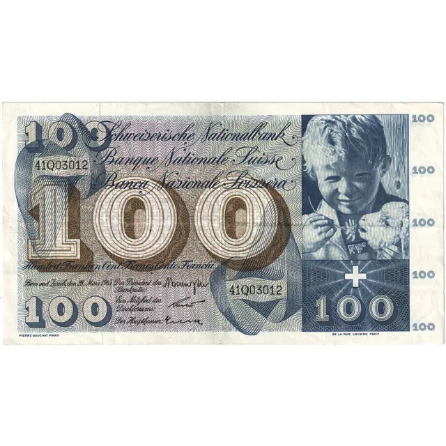 [#636124] Banknote, Switzerland, 100 Franken, 1963-03-28, KM:49e, EF(40-45)