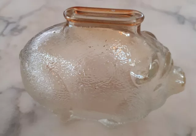 Tirelire ancienne en verre pressé forme cochon - usage unique