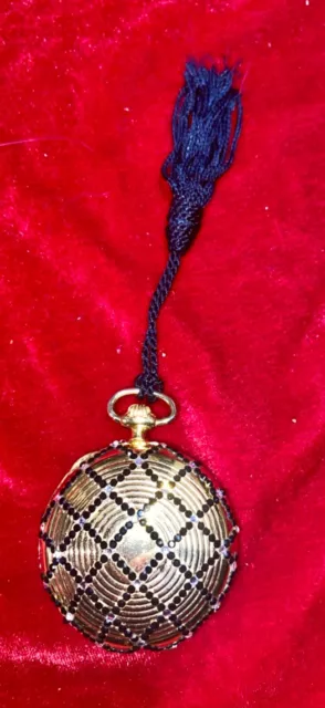 Judith Leiber Pocket Watch Shaped Pill Box Trinket w  crystals