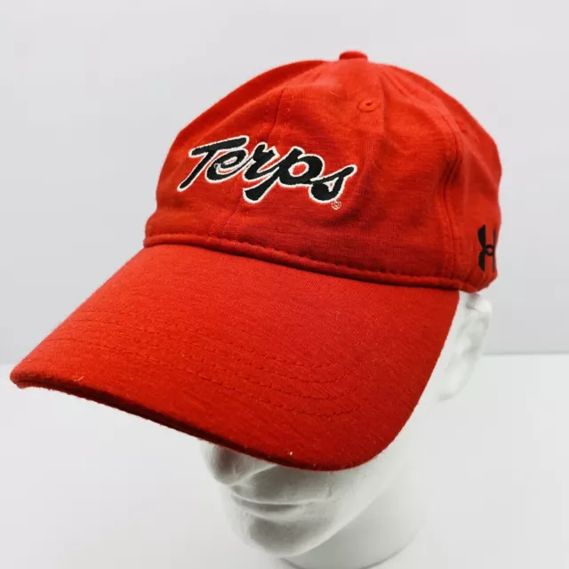 Maryland Terrapins Hat Cap Strap Back Red Black Terps Script Under Armour READ!!