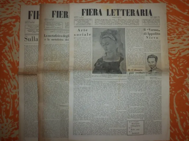 FIERA LETTERARIA lotto di 3 numeri 1946/1947 - Moravia Gargiulo Silone Luzzatto