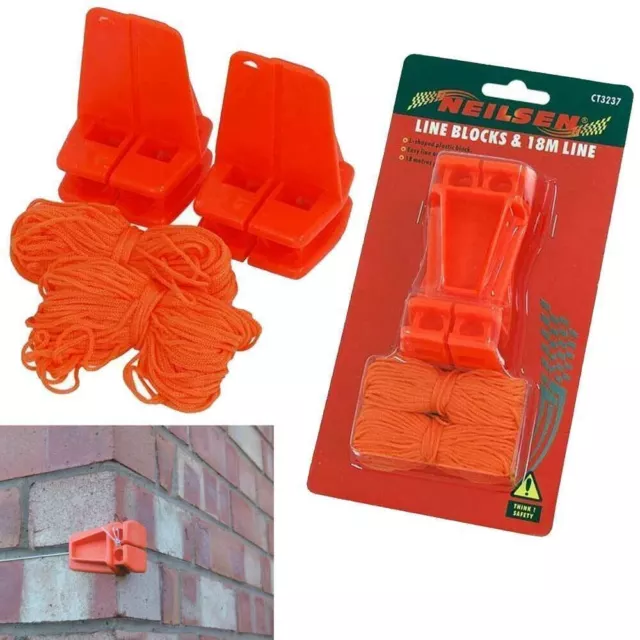 2x Brickies Line Blocks + 18m Line | 2 Plastic L Shaped Corner Blocks Brick