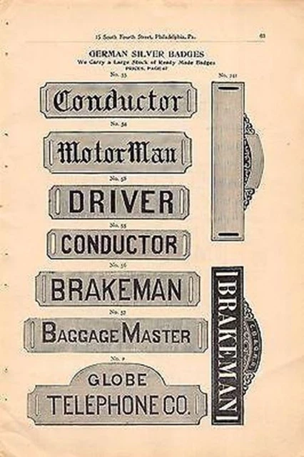 German Railroad Metal Sign Badges Antique Sales Catalog Advertising Page