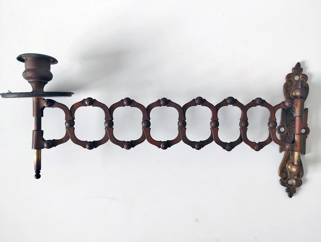 Énorme Bougeoir Mural D'artiste En Métal Hammer Forgé à La Main Ann%c3%a9es 1950