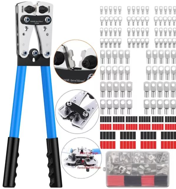 Crimping Tool Cable Lug Crimper Wire Plug Pliers Battery Terminal Assortment Kit