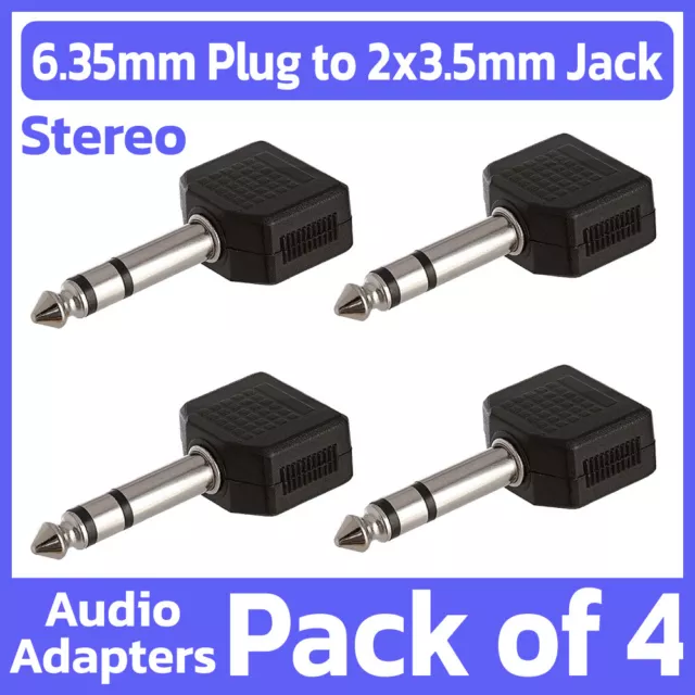 Paquete de 4 conectores de 6,35 mm a 2 conectores de 3,5 mm adaptador de audio convertidor estéreo divisor en Y