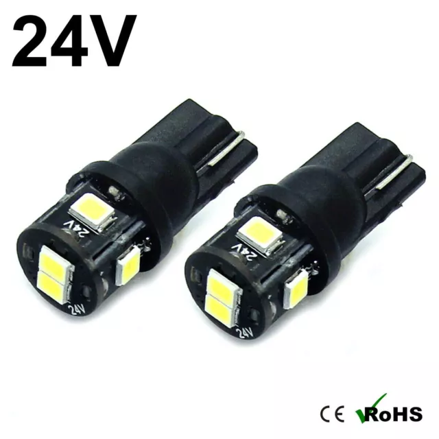 2 x Red 24v LED Capless Side Light 507 501 W5W T10 Hella Spot Bulbs HGV Truck