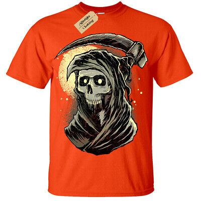 Bambini Ragazzi Ragazze Grim Reaper T-Shirt Teschio Death Scheletro Falce