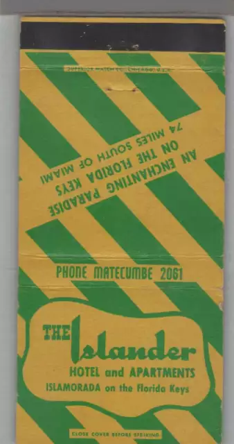 Matchbook Cover - Florida The Islander Hotel & Apartments Islamorada, FL