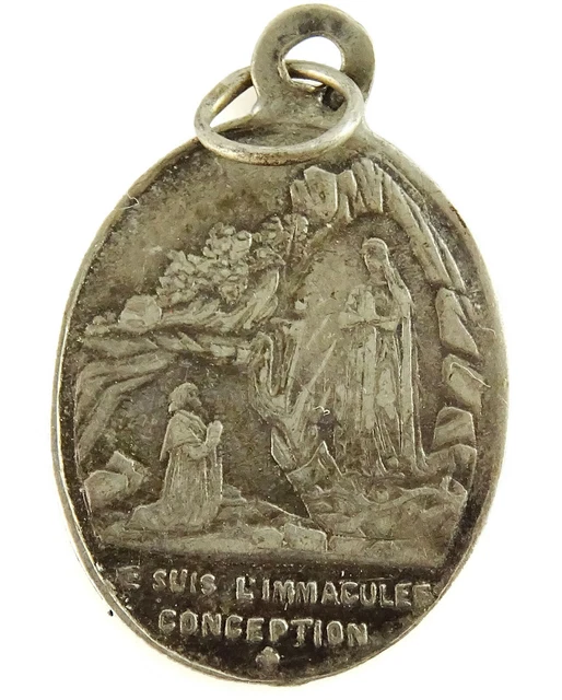 OUR LADY OF Lourdes Silver Medal Pendant Grotto Scene Basilica £35.62 ...