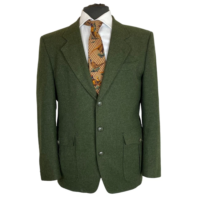 Giacca Vintage Tiroler Loden Blazer 40R EU 50 Verde Austriaco Oktoberfest Tirolo
