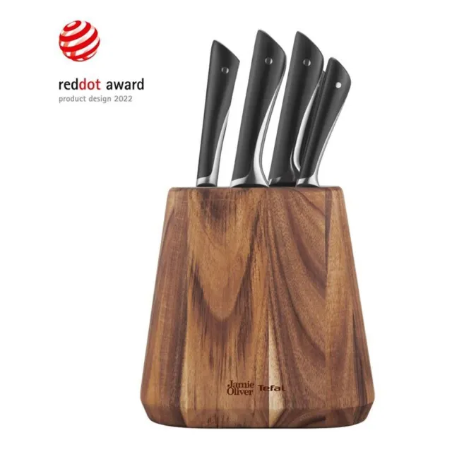 Jamie Oliver by Tefal - Professional 6pc Knife Set with Designer Acacia Wooden S