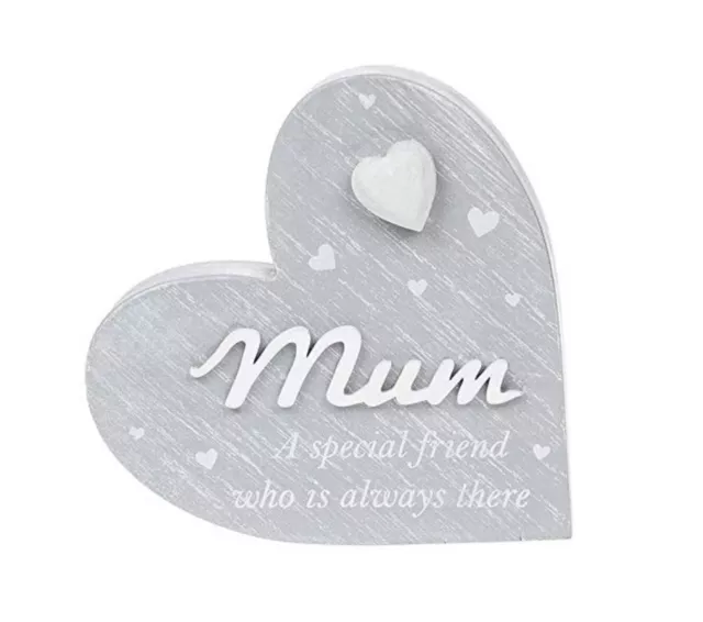 Joe Davies Cherished Hearts Freestanding Cool Grey Heart Plaque - Mum A Special