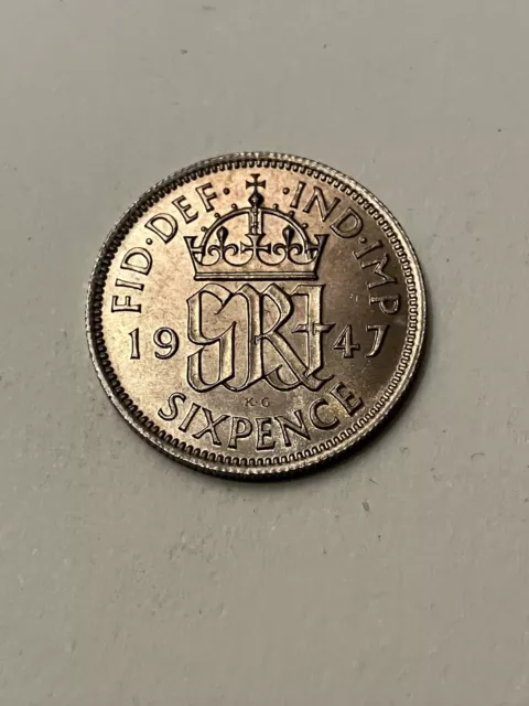 1947 King George VI Sixpence 6d Coin Superb Condition