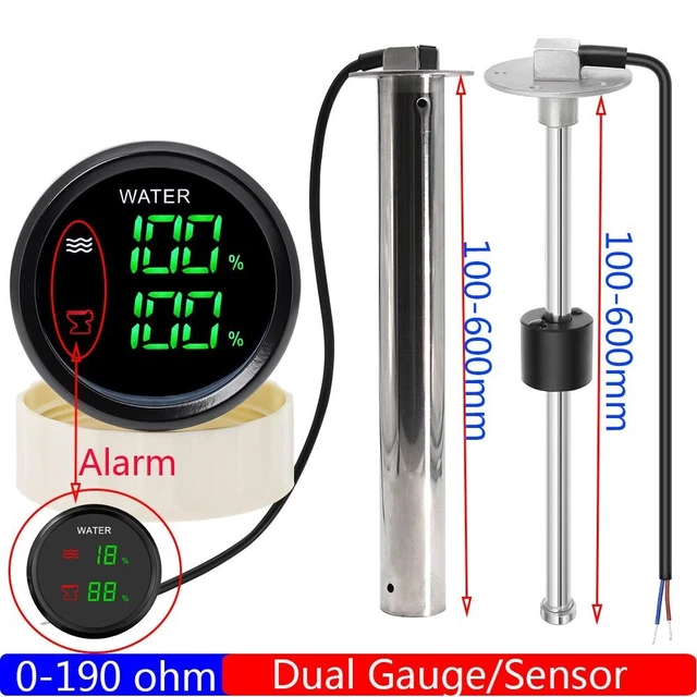 DIGITAL WATER LEVEL Indicator Sensor Alarm Dual Tank Gauge Warning