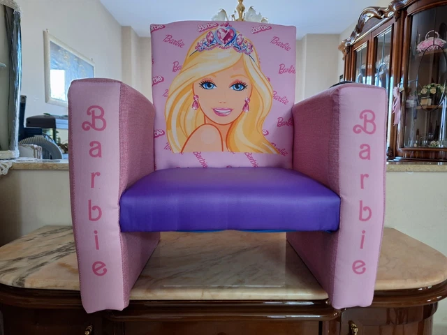 POLTRONCINA BARBIE BARBI barby bambini disney poltrona legno imbottita  stoffa EUR 54,99 - PicClick IT