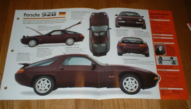 ★★1992 Porsche 928 Gt Spec Sheet Brochure Info Photo 1985-92 928Gt 91 90 89 88★★